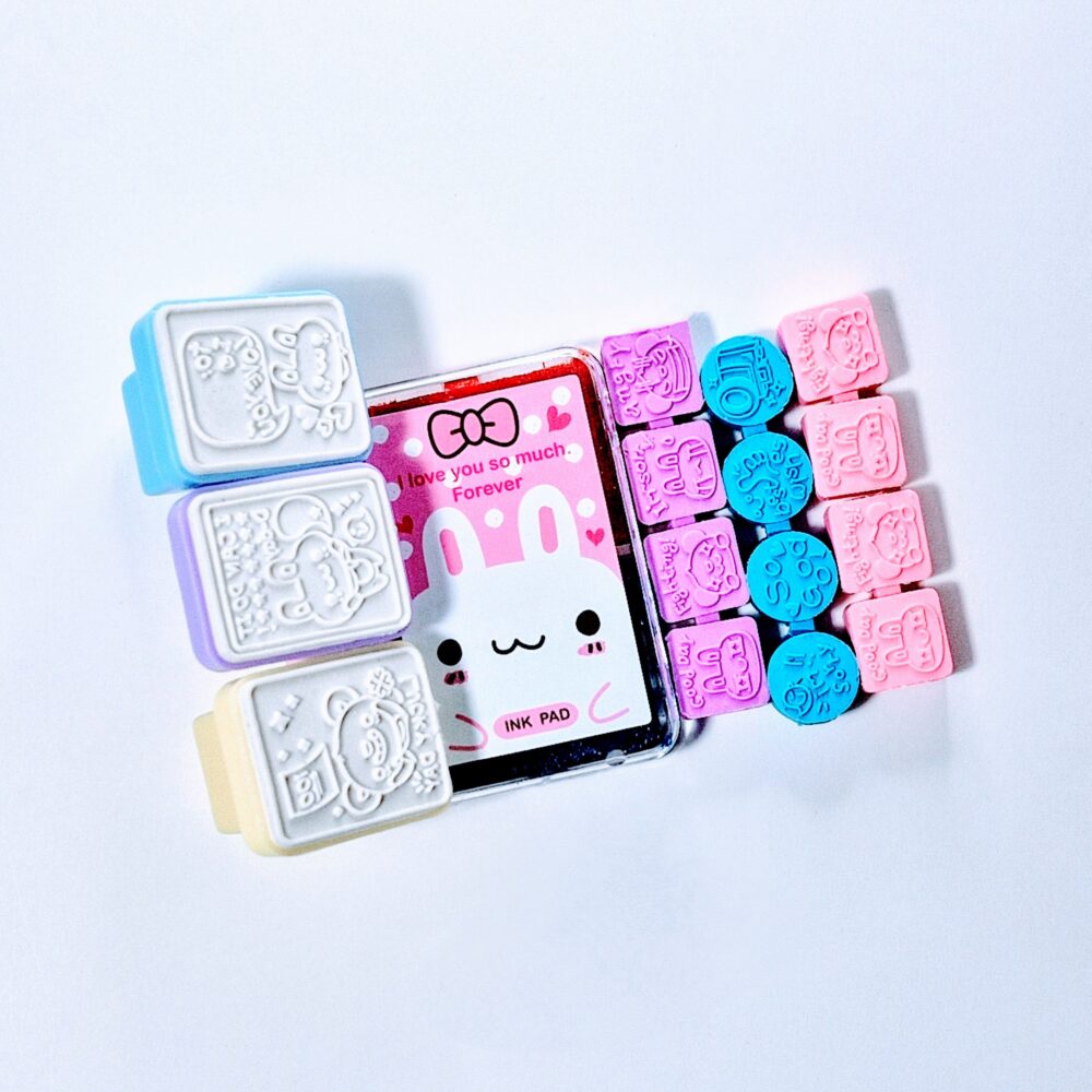 Set de sellos con diseño de osos y conejos